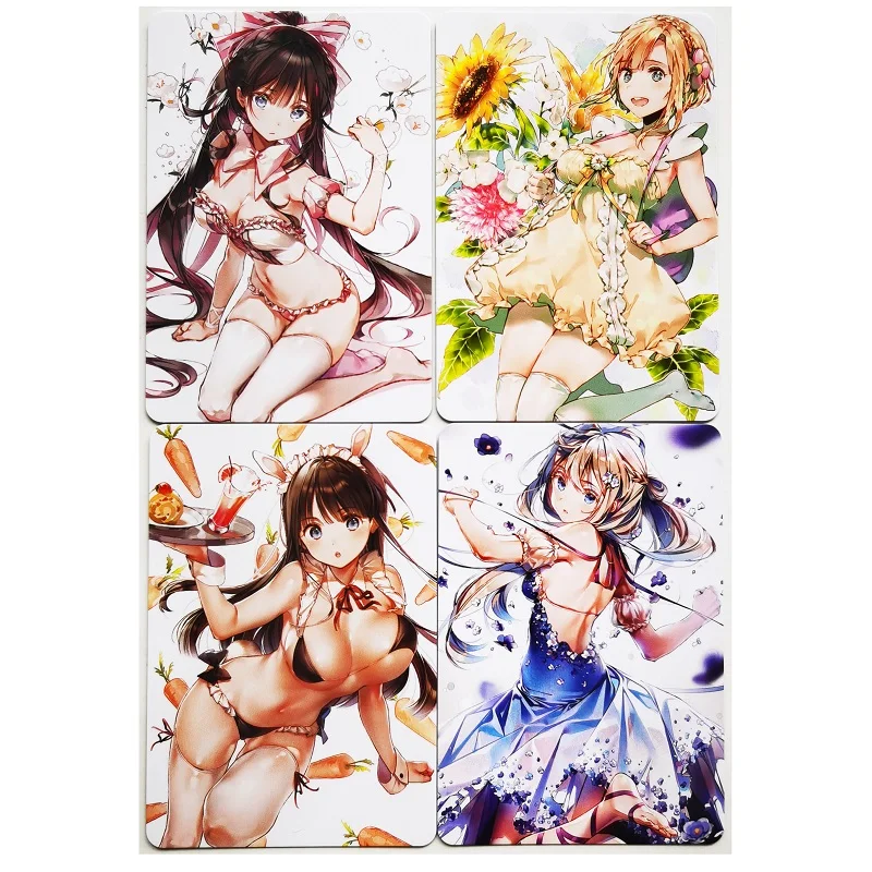 4pcs/set ACG Beauty Four Seasons Girls Refraction Sexy Girls Toys Hobbies Hobby Collectibles Game Anime Collection Cards