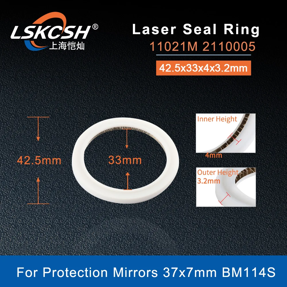 LSKCSH-anillo de sellado láser de fibra con resorte para ventanas protectoras, cabezal láser BM114S, 37x7mm, 10 unids/lote, 11021M2110005