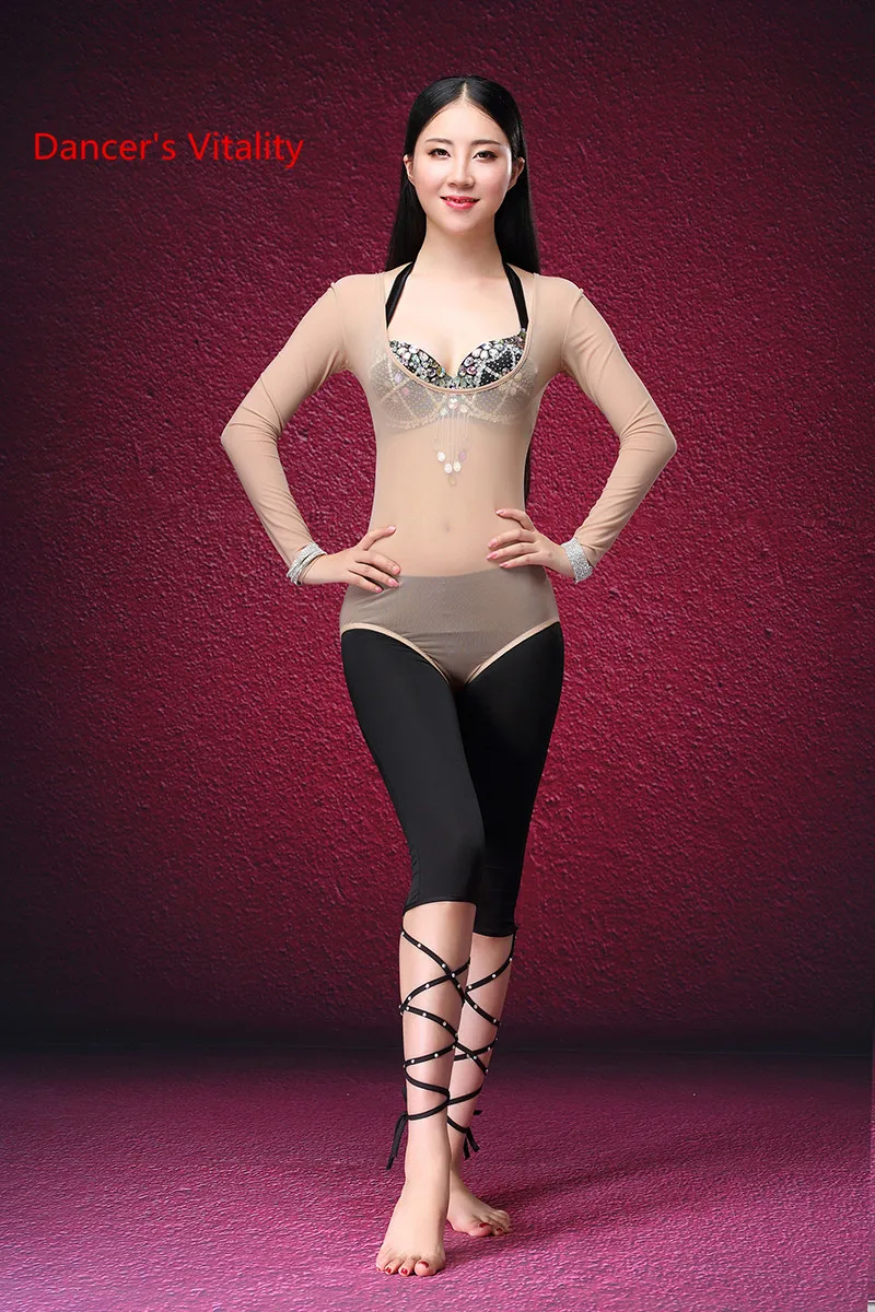 Un Dettaglio Costume Da Bagno Dancewear Manica Lunga Danza Del Ventre Intimo Accessori Per Le Donne La Tuta Camicia di Danza Del Ventre Magliette E Camicette