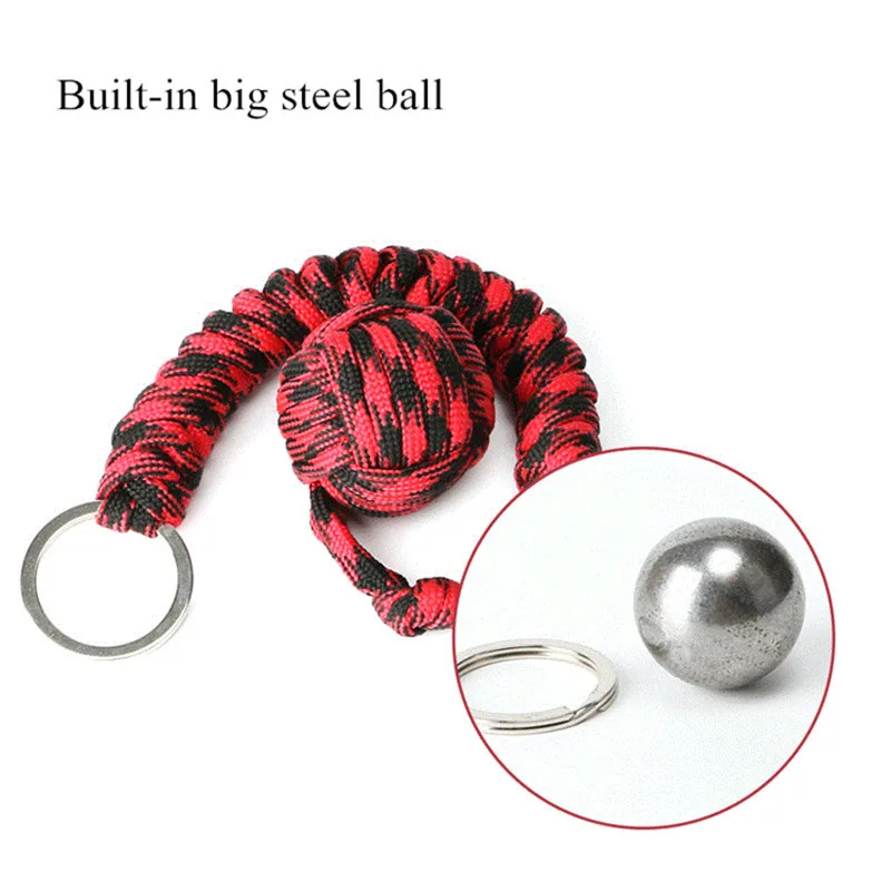 Portable Outdoor Self Defense Survive Hanging Knot Ball Hand Weaving Umbrella Rope Body Self-defense Ball Key Chain Pendant