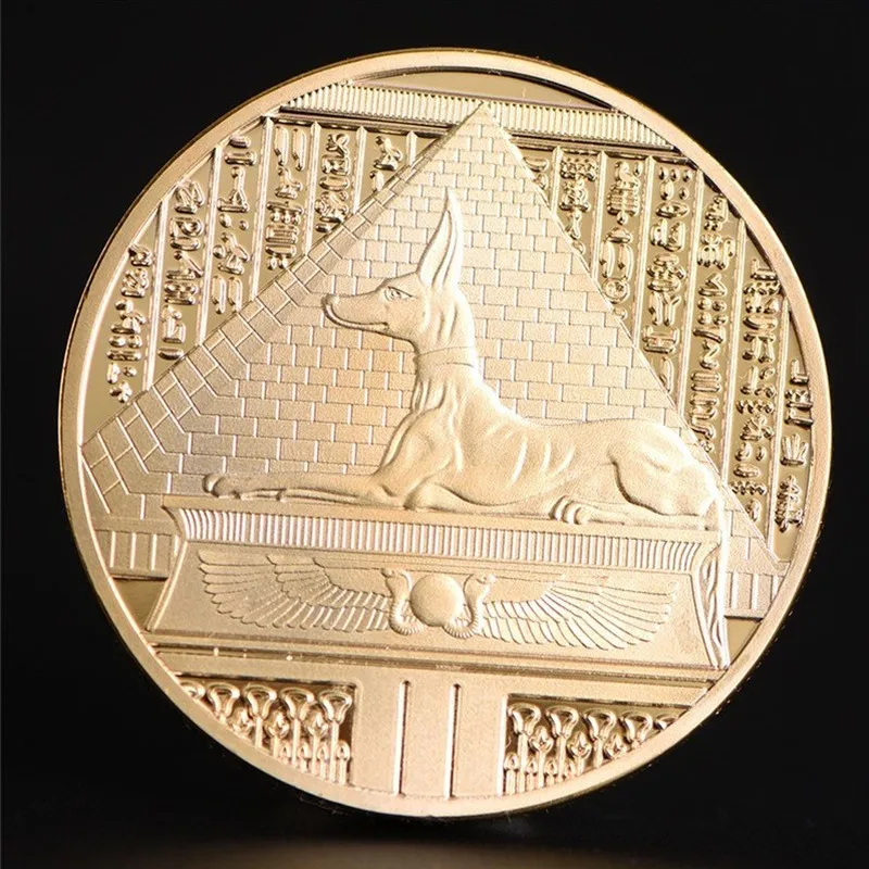 1pc Gold Plated Egypt Death Protector Anubis Coin Copy Coins Egyptian God Of Death Commemorative Coins Collection Gift