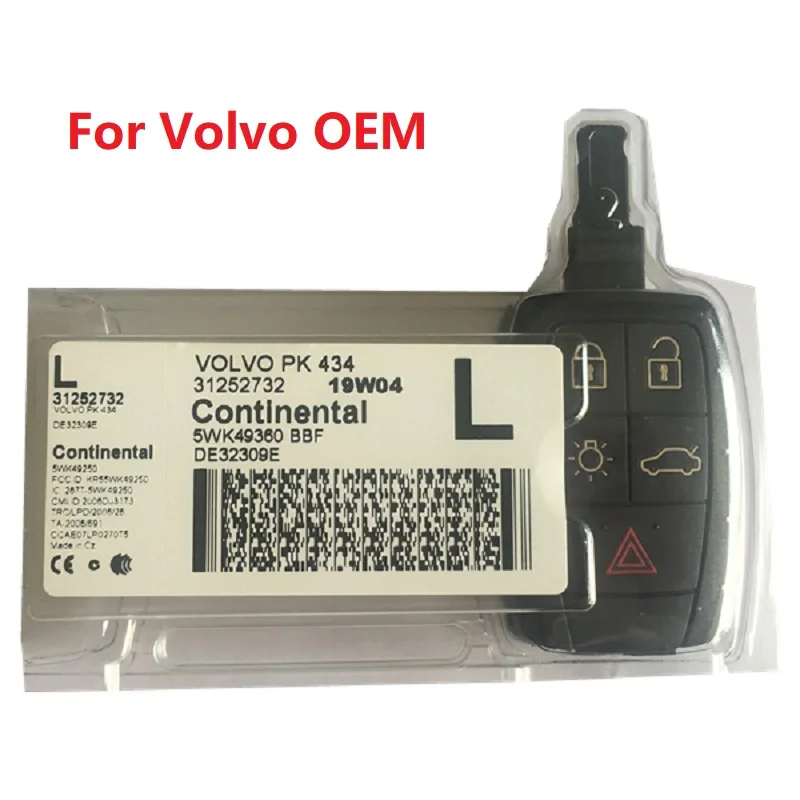 CN050008 For VOLVO 1252732 5WK49360 BBF Original Smart Key 5 Button 48 Chip Factory OEM Key FOB keyless go