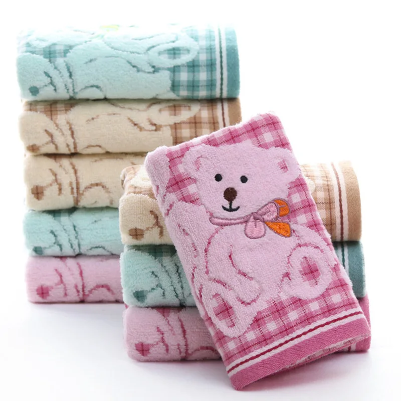 100% Pure Cotton Baby Towel Cute Cartoon Baby Face Towel Soft Double Baby Gauze Towel