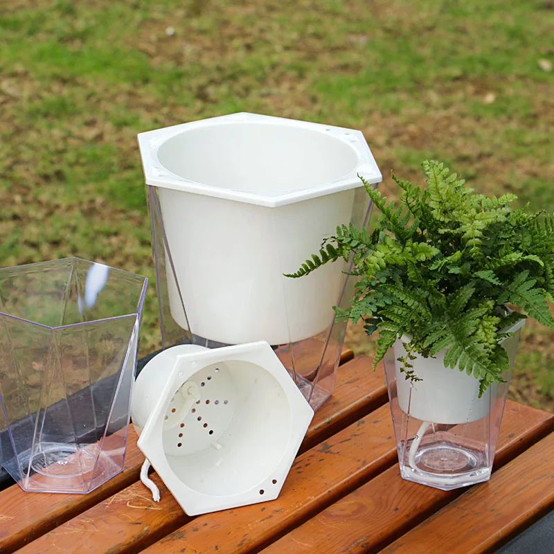 Flower Plant Pot Self Watering Planter Transparent Planting Flower Pot Water Storage Basin Stock Garden Supplies Home Decor FU