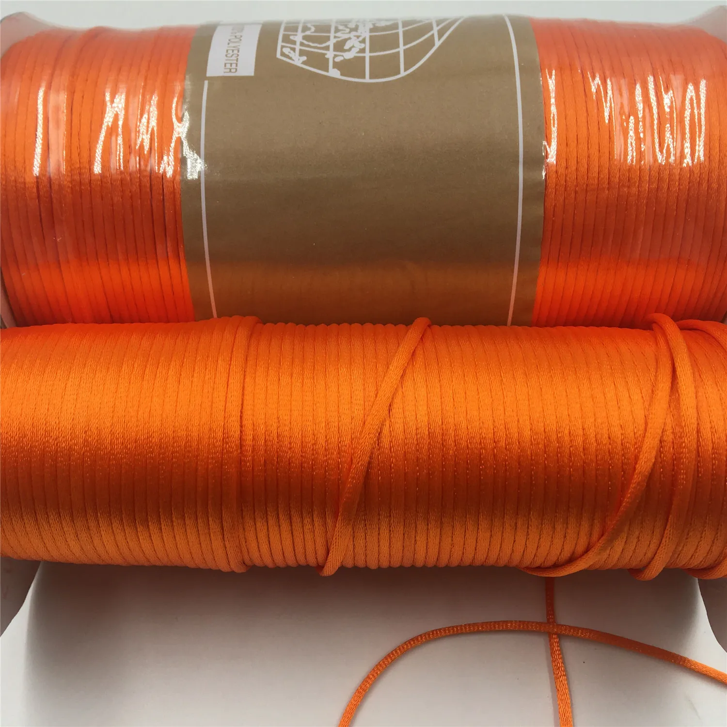 2mm Orange Rattail Satin Cord Thread Chinese Knot Macrame Bracelet Braided String DIY Tassels Beading Thread 10-225meters