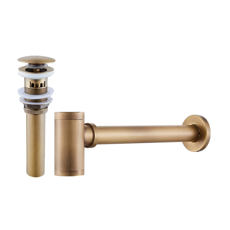 Basin Pop Up Drain Zwart Messing Badkamer Vanity Sink Sifon Brons Fles Val Met Pijp Drains Kit P-TRAP Afval Hardware