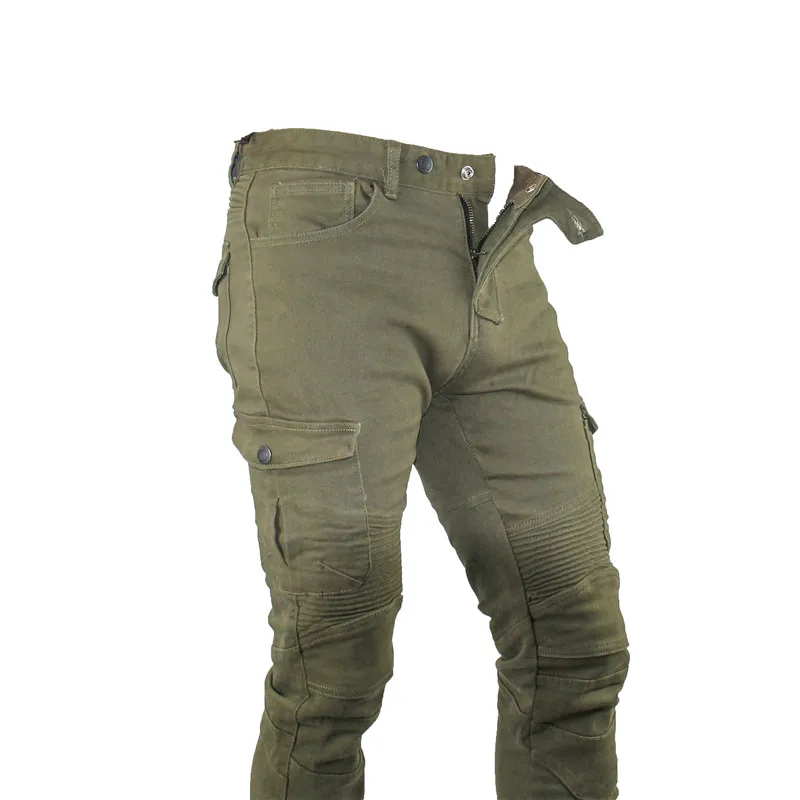 Calças de motocicleta masculina, jeans de penas, versão padrão, calça de carro, verão