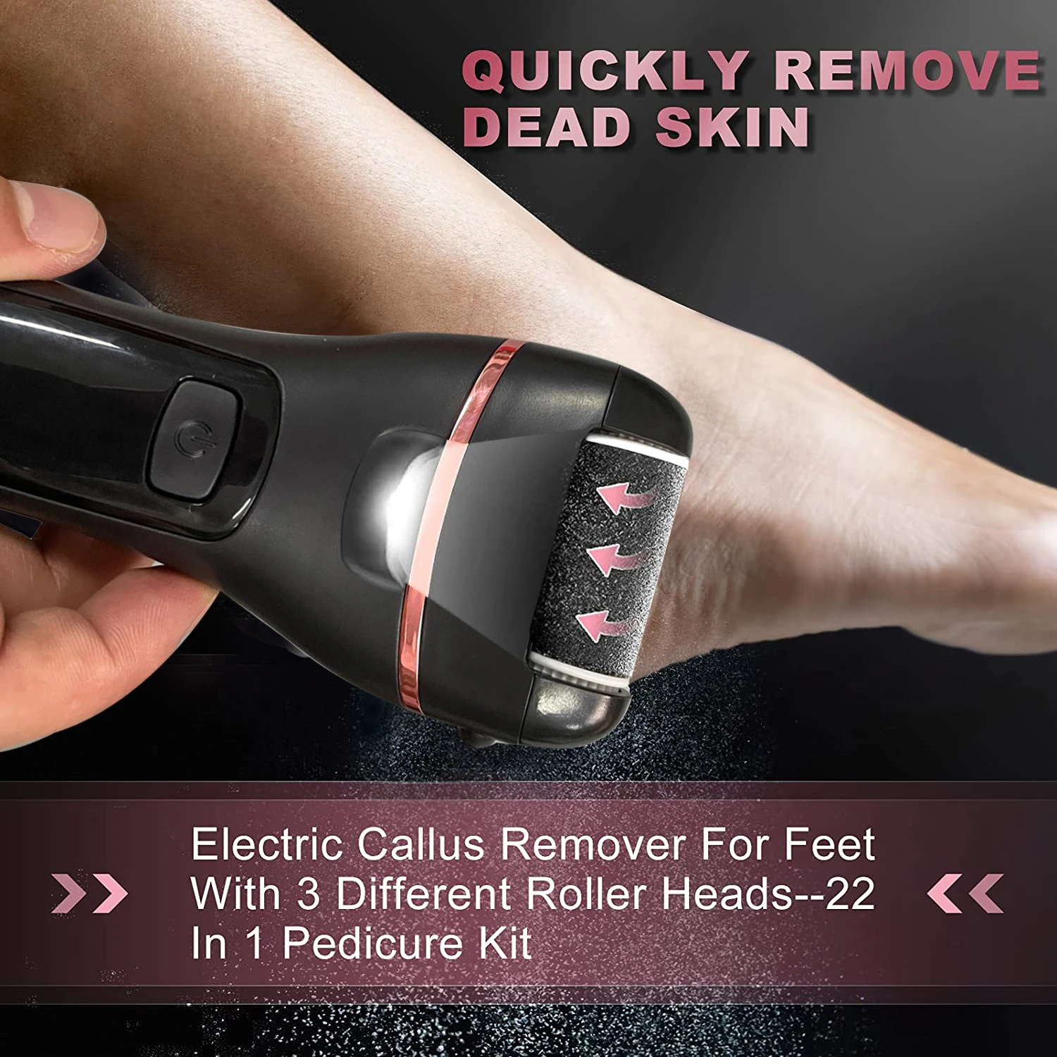 Rechargeable Electric Foot File Callus Remover Machine Pedicure Device Foot Care Tools Feet For Heels Remove Dead Skin black