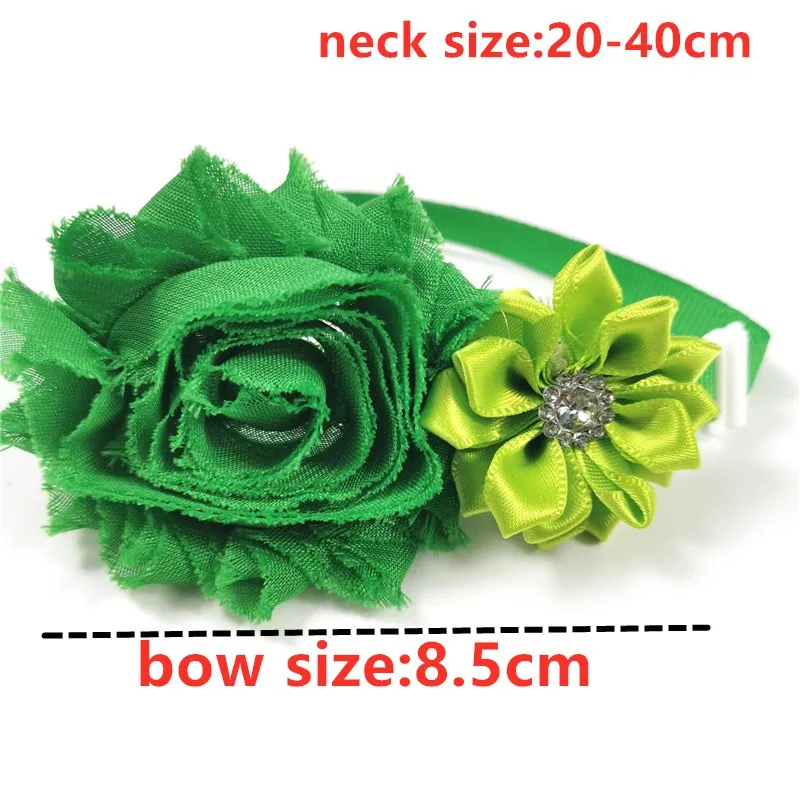 30/50pcs ST Patrick's Day Pet Dog Cat Bow Ties Adjustable Dog Accessories Collar Green Flower Bow Ties Pet Dog Grooming Product