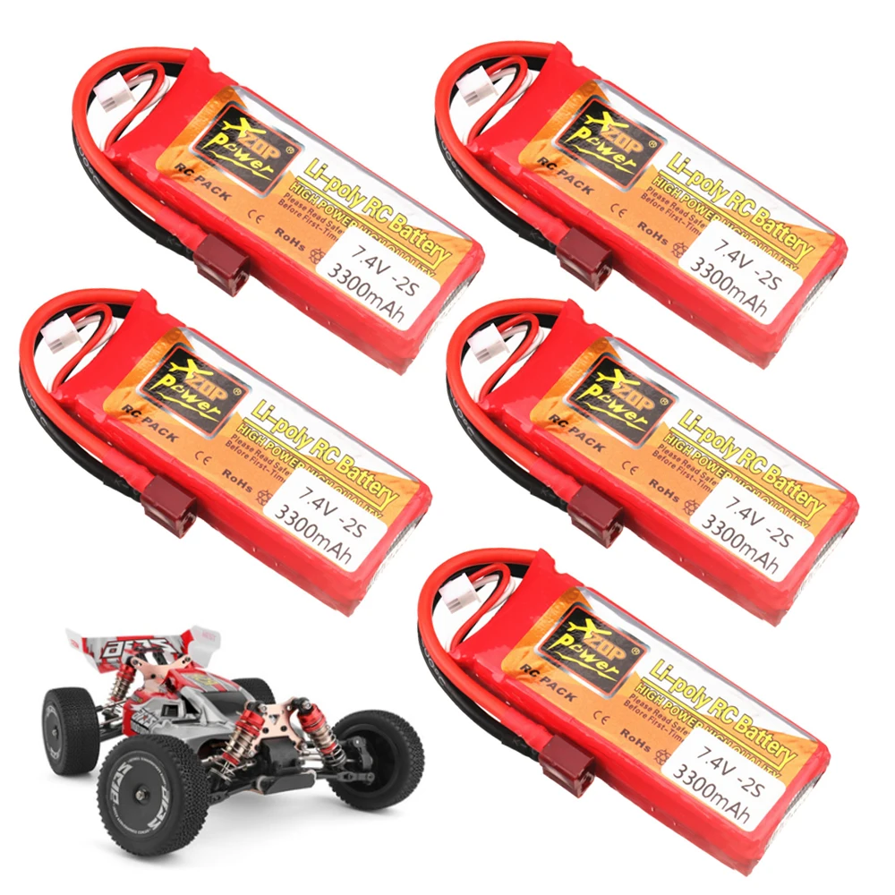 Batería Lipo de 7,4 V para WLtoys 144001 2,4G, piezas de repuesto para coche de carreras RC, 2S, 7,4 V, 3300mAh, para Wltoys 12428, 1-5 Uds.