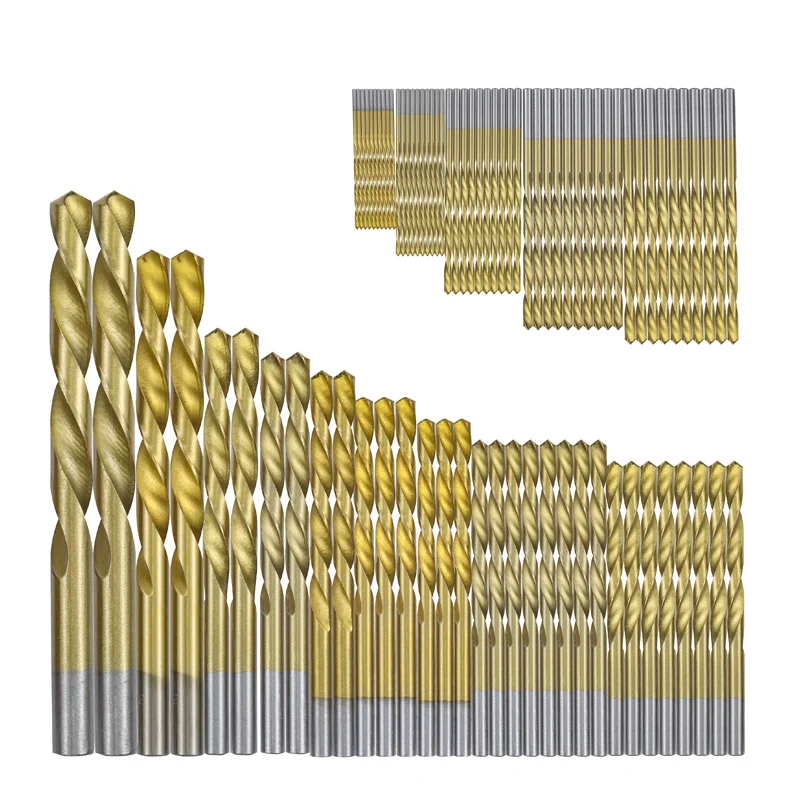 Twist Drill Bits 50/99pcs Tool Set Cobalt Twist Drill Bits HSS Tool Set Titanium Coated Wood Drilling Bits Set Straight Shank