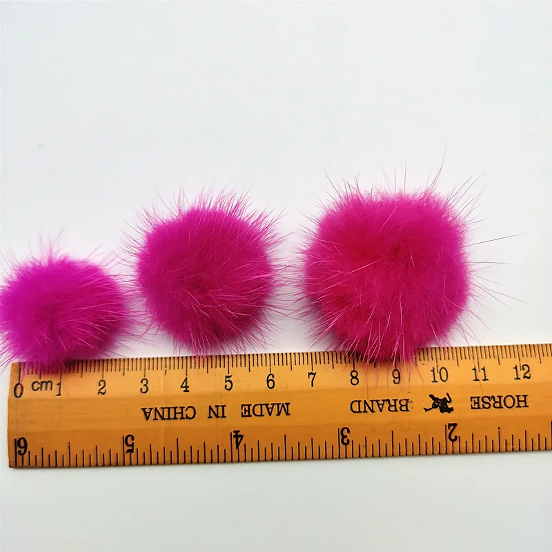 5/10 Pieces 2.5 Cm 3 Cm 4 Cm DIY Mink Fur Ball Pom Pom Ring Key Chain Shoes and Hats DIY Handmade Products Material Accessories