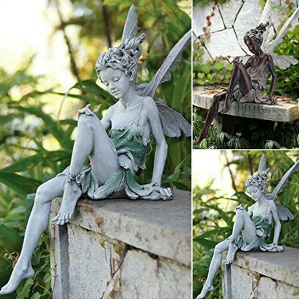 Ogród statua kwiat ozdobny wróżka statua figurki ze skrzydłami ozdoba ogrodowa rzemiosło żywiczne dekoracja obejścia krajobrazu