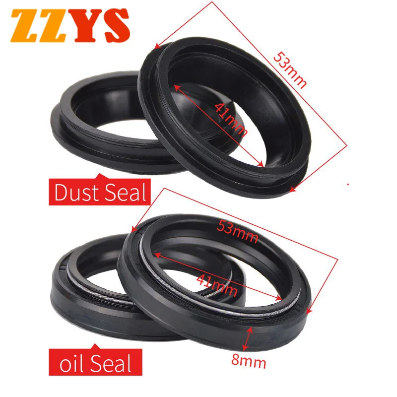 

41x53x8 41 53 8 Motorcycle Front Fork Damper Oil Seal & 41x53 Dust Cover Lip For Suzuki DR650 AN650 BURGMAN DR 650 GS 500 1100