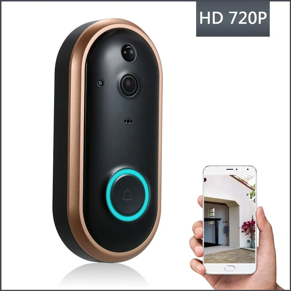 Smart WIFI 720P Doorbell ภาพบันทึกการมองเห็นได้ในเวลากลางคืน PIR Motion Detection