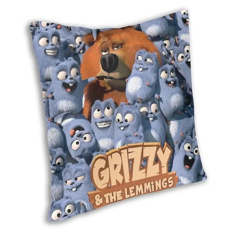 Sunlight Grizzy Bear Animal Cushion Cover 3D Print Grizzy And The Lemmings Throw Pillow Case for Sofa Cool Pillowcase Decoration