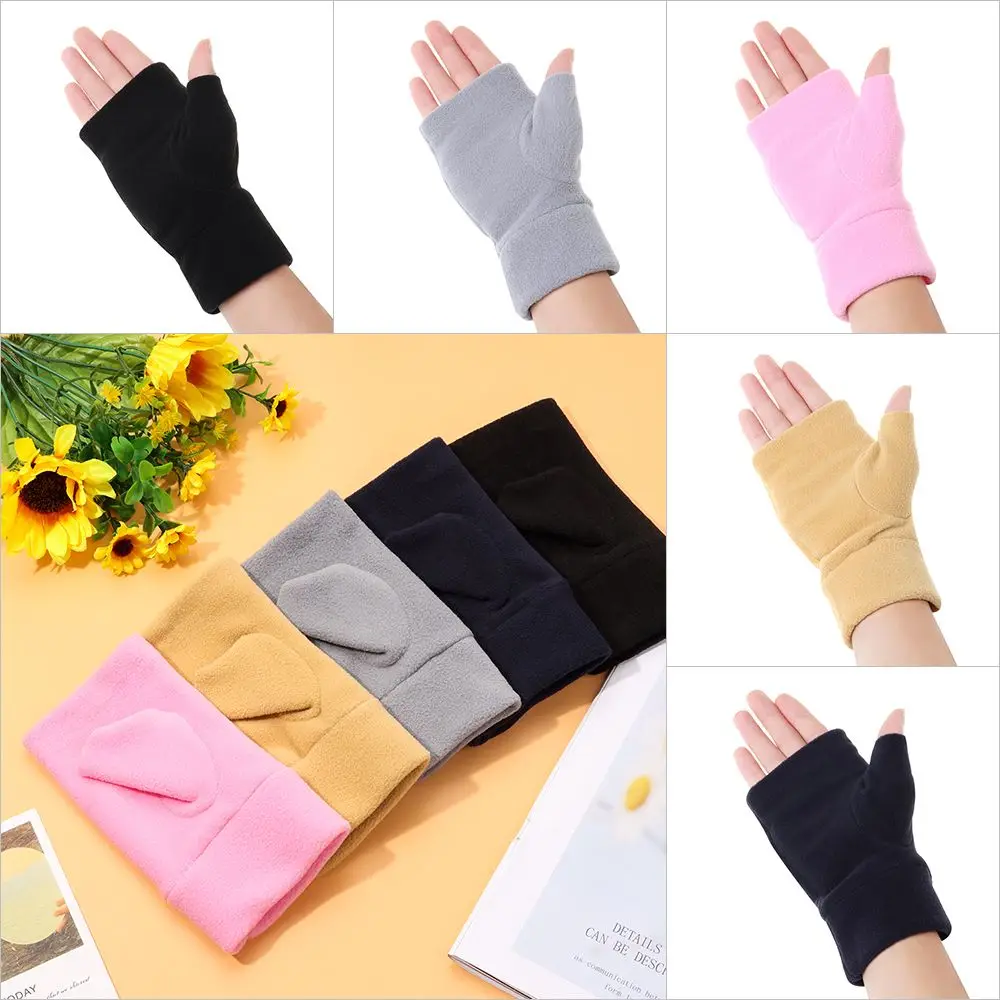 

Man Women Running Fitness Gloves Fleece Half Finger Gloves Fingerless Gloves Driving Gloves Warm Mittens