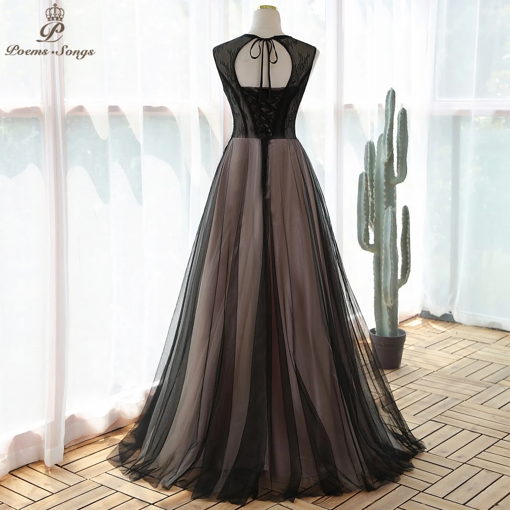 Elegant Sexy black Appliques style Evening dress  prom dresses evening gowns vestidos de fiesta robe de soirée de mariage