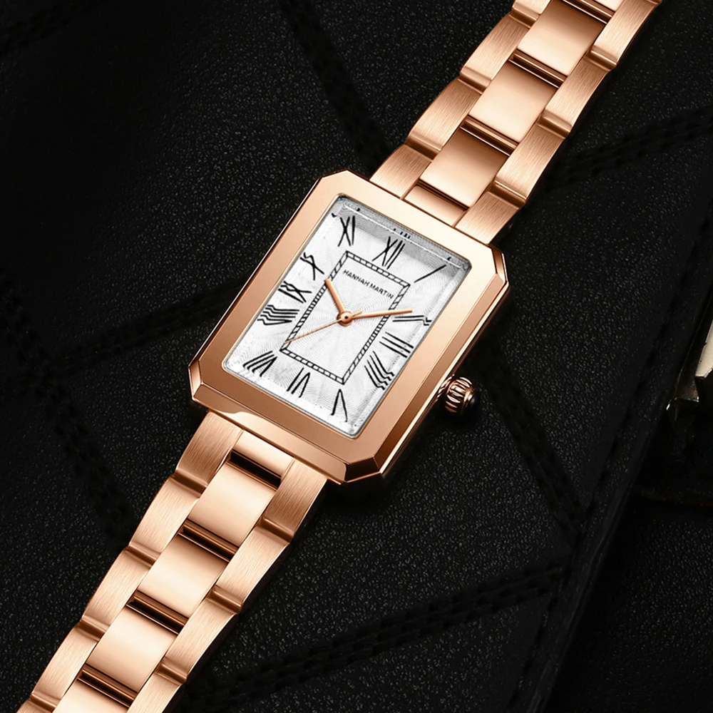 Japan Movement Square Dial Women Watch Fashion Elegent  Female Rose Gold Stainless Steel Band Waterproof Quartz Wristwatches