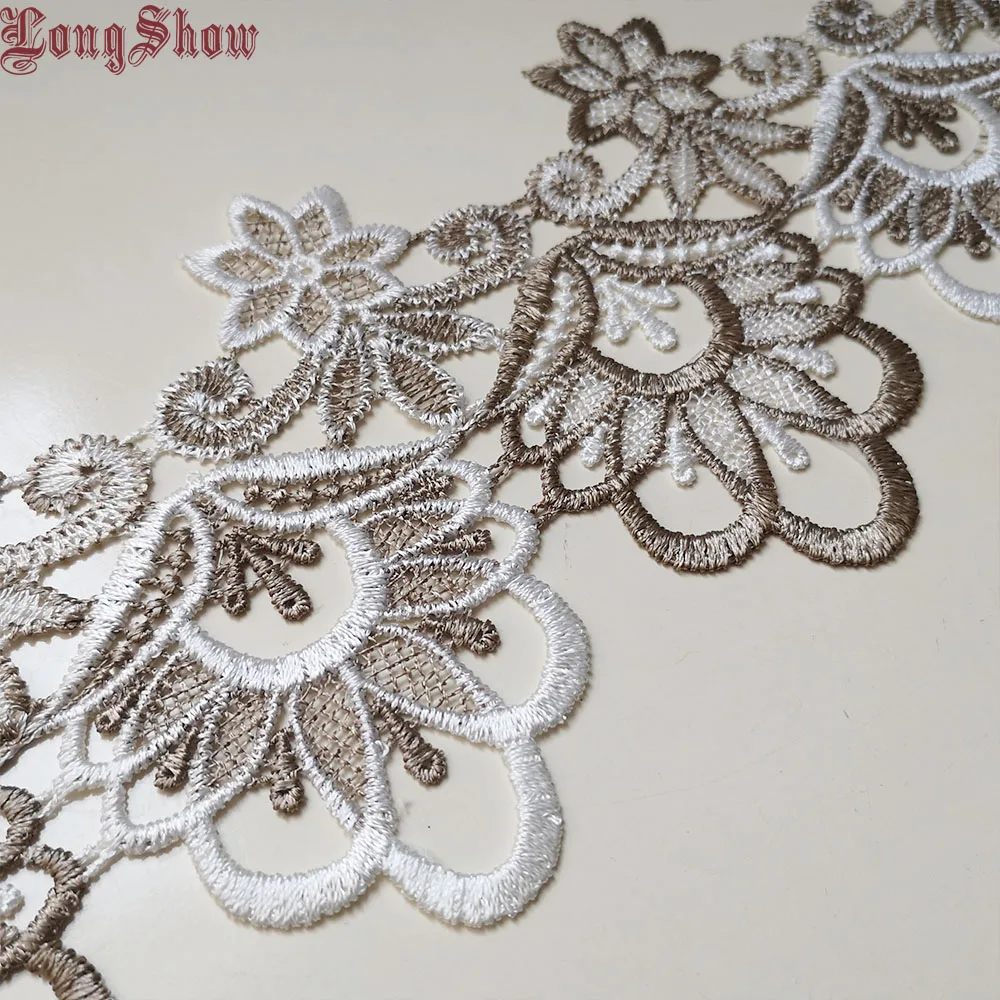 2Yards 9cm Width Pure Polyester 2-Tone Embroidered Lace Trim DIY Craft Material Apparels Accessories