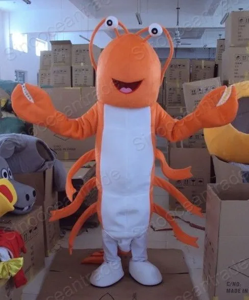 Design de moda laranja lagosta langouste mascote traje adulto festa de aniversário fantasia vestido halloween cosplay roupas natal