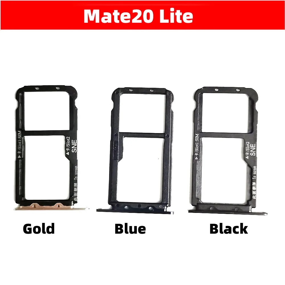 Black/Blue/Gold Sim Tray For Huawei Mate 20 Lite  Sim SD Card Holder Sim SD Card Slot Holder Tray Replacement Parts