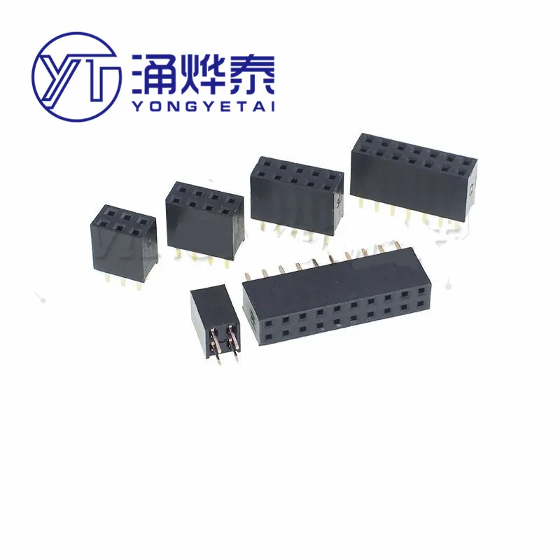 YYT 10PCS Pitch 2.0 mm Double Row Female Socket Jack PCB Board Pin Header Straight Strip Connector 2/3/4/5/6/7/8/10/20/40 Pin