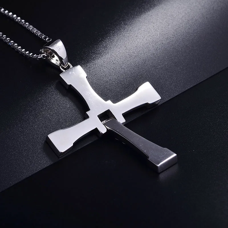 FAST and FURIOUS Dominic Toretto\'s Cross S925 Sterling Silver Pendant Necklace Big Size High Quality