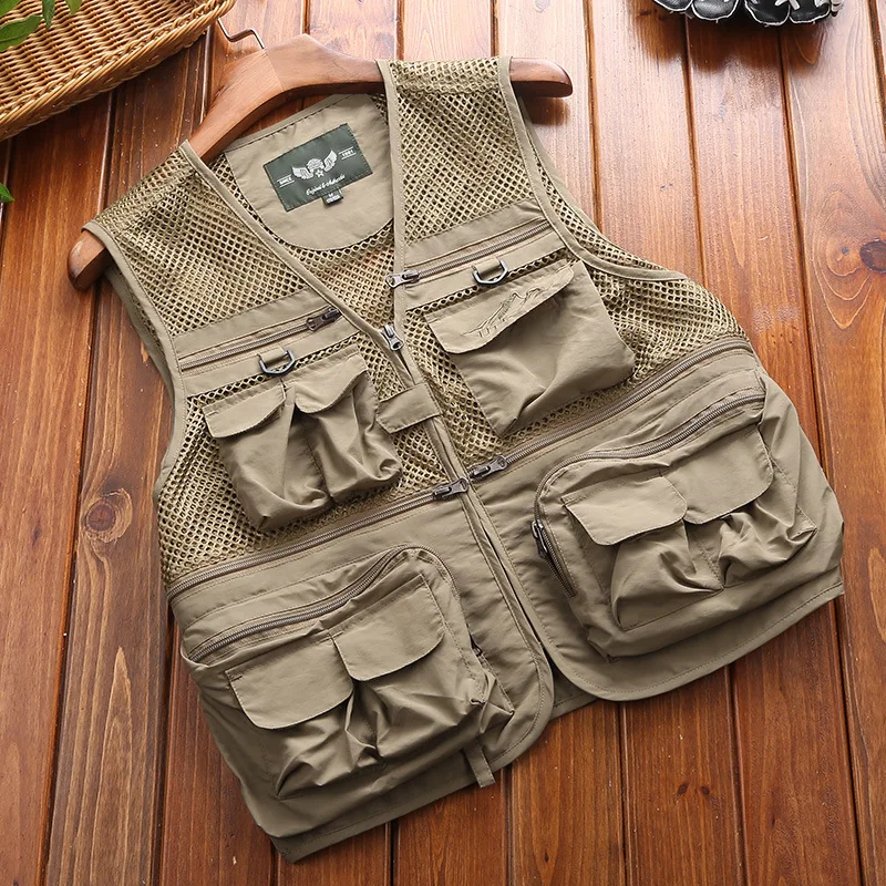 Fishing Vests Quick Dry Breathable Multi Pocket Mesh Vest Sleeveless Jackets Unloading Photography Hiking Vest Fish Vest