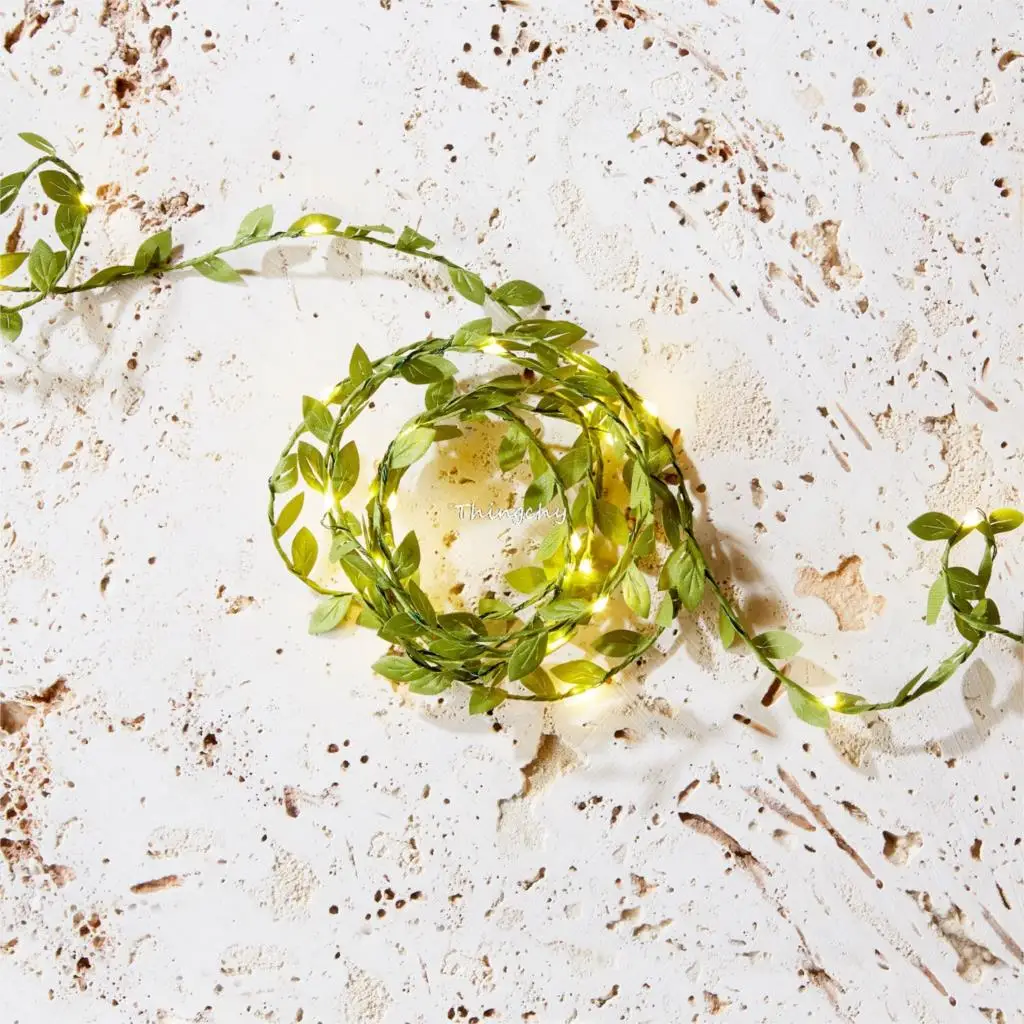 Green Leaf LED Fairy Light Garland Light String Light Living Room Decor Artifical leaves with Rope Fairy Home Lighting