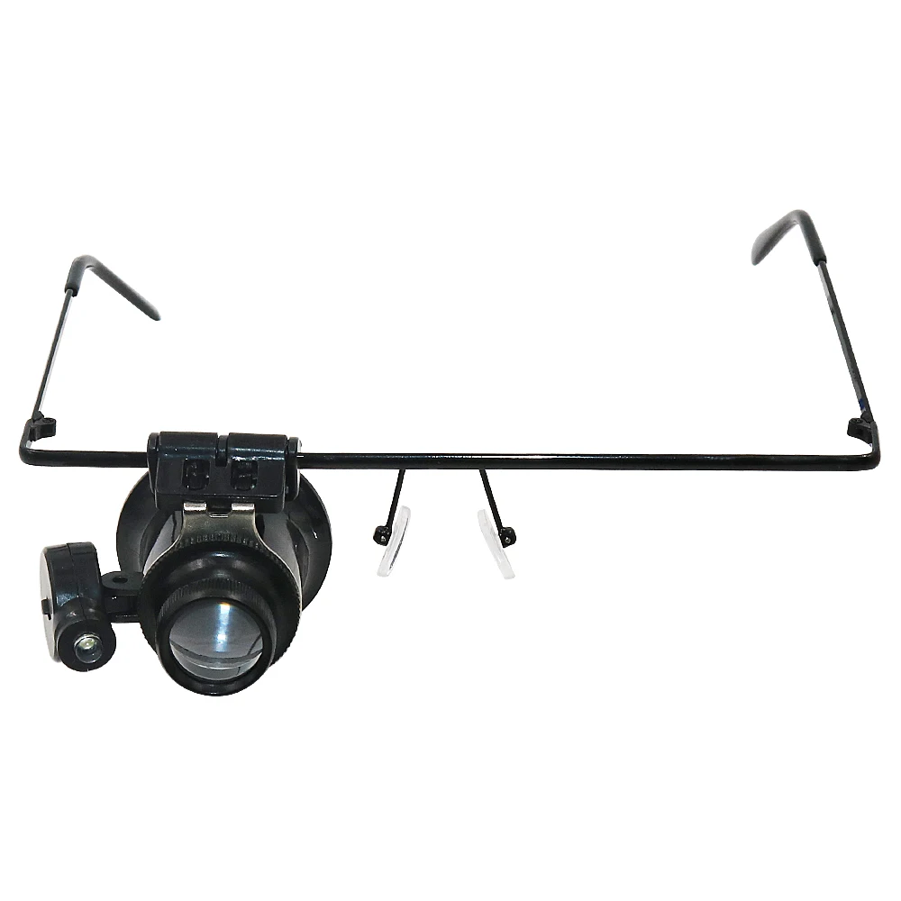PHYHOO Glasses Type Wearing Monocle Magnifier 20X Magnifier with LED Light for Watch Repair Jewelry Identify Magnify