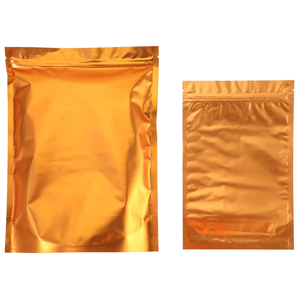 22x29cm100pcs Matte Gold Stand Up Aluminum Foil Zip Lock Bags - Zipper Reusable Food Grade Aluminized Pouches Coffee Beans Pack