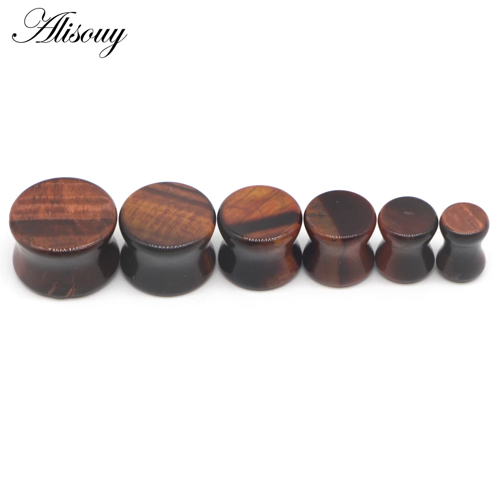 Alisouy 2PCS Natural Stone  Ear Expanders Ear Plugs Flesh Tunnels Gauges 6mm-16mm ear Stretchers Taper Body Piercing Jewelry