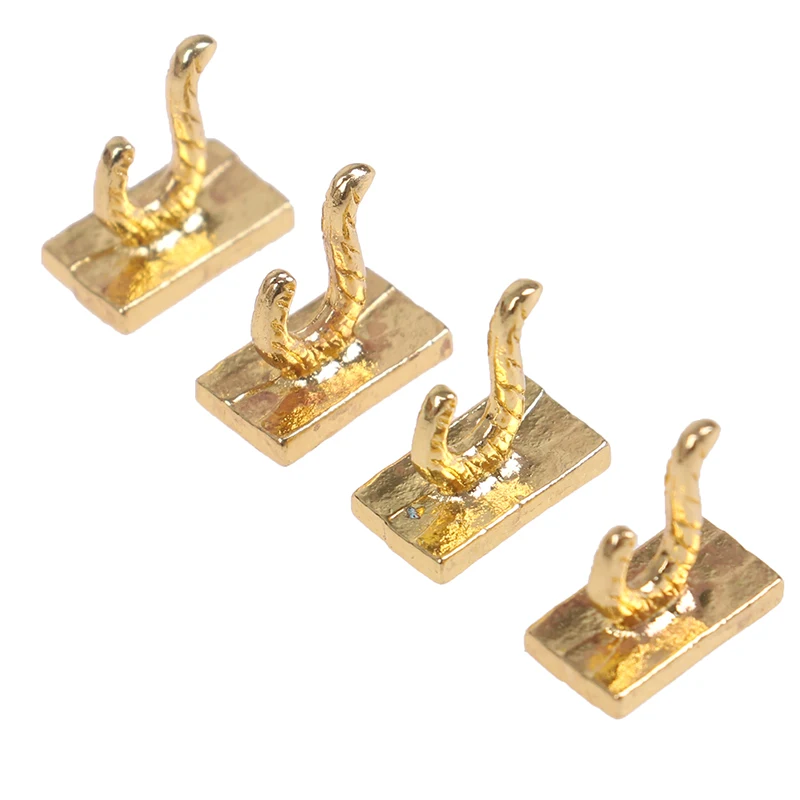 4Pcs 1:12 Puppenhaus Miniatur Kleidung Mantel Haken Rack Metall Wand Aufhänger Puppenhaus Bad Zubehör