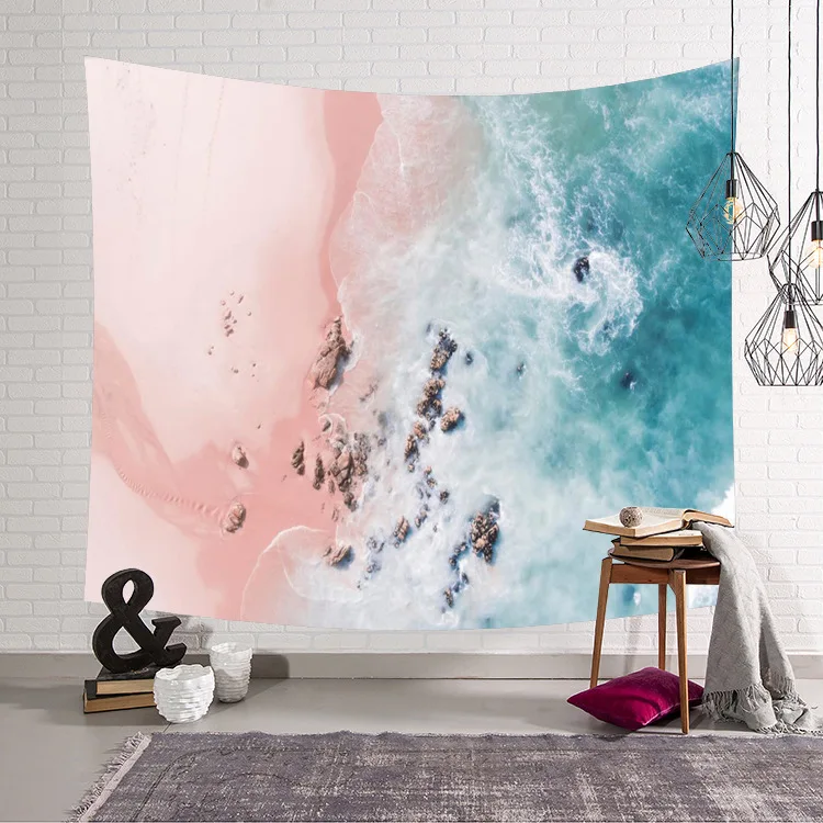 Beautiful Sea Sun Ocean Beach Tapestry Polyester Wall Cloth Water Landscape Beach Decor Hippie Wall Hanging Beach Towel Blanket