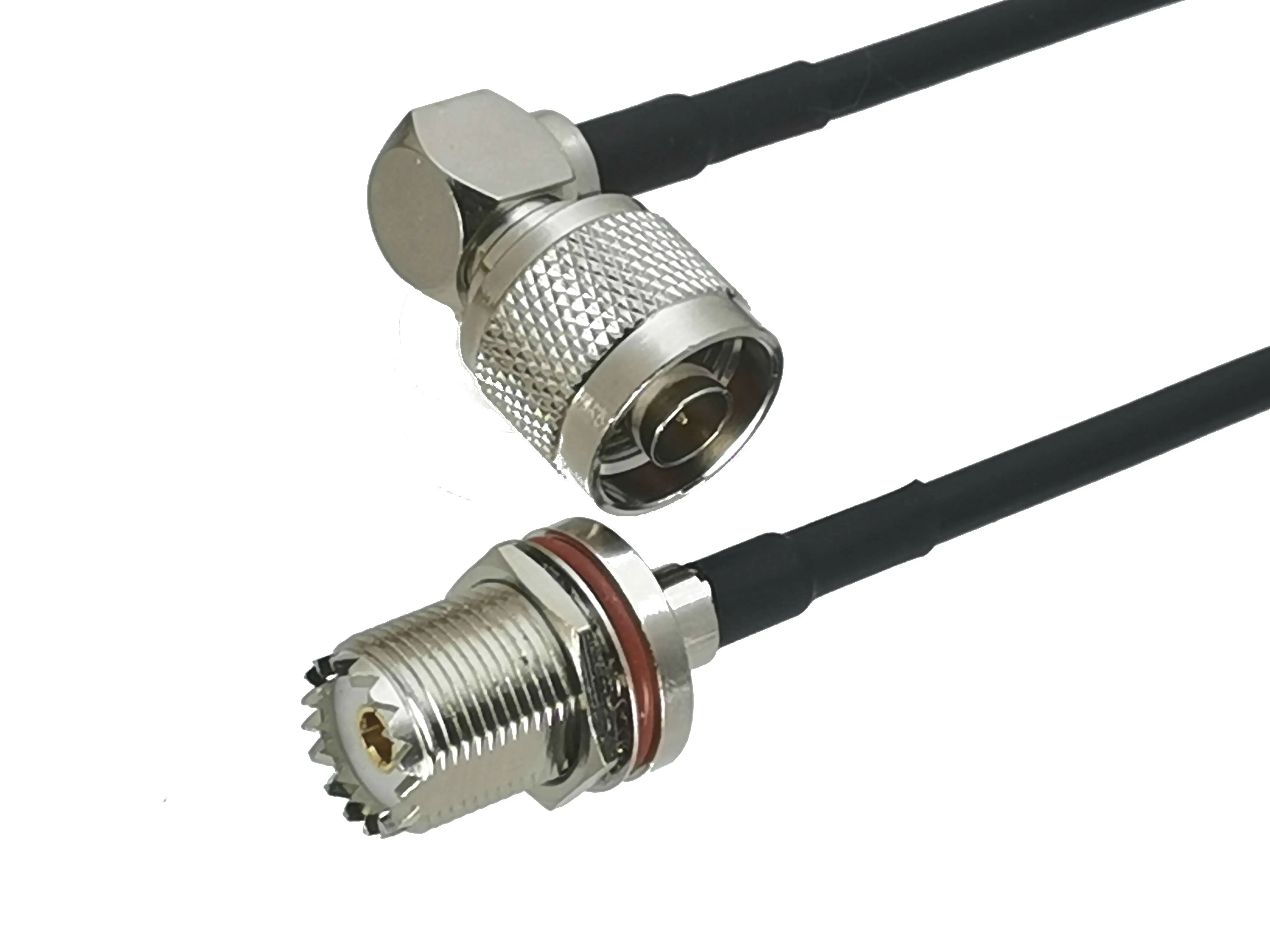 1Pcs RG58 UHF SO239 Female jack Bulkhead Nut to N Male plug Right angle Connector RF Coaxial Jumper Pigtail Cable 4inch~50M