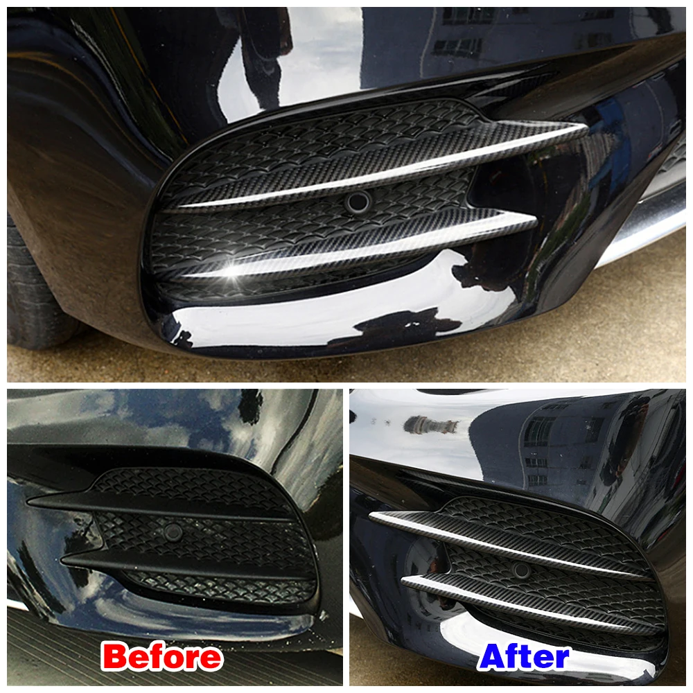 For Mercedes Benz E Class W213 AMG 2016-2019 Carbon Fiber Color Exterior Part Modify Front Fog Light Foglight Grille Frame Trim