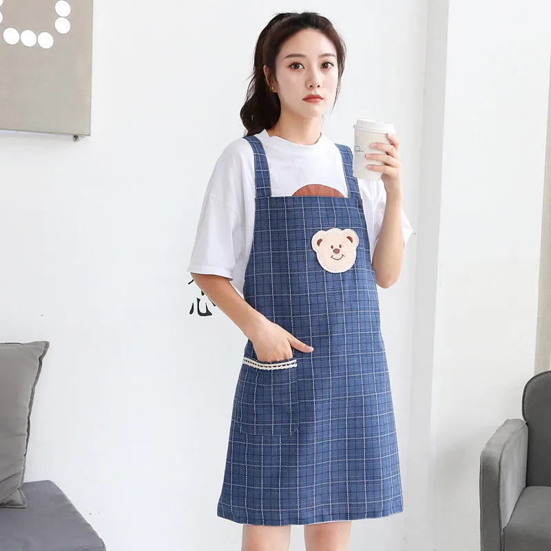 Tạp Dề Dễ Thương Gấu Nhà Hàng Bếp Quán Cà Phê Áo Liền Quần Đôi Đồng Nhất Cotton Và Vải Lanh Tạp Dề