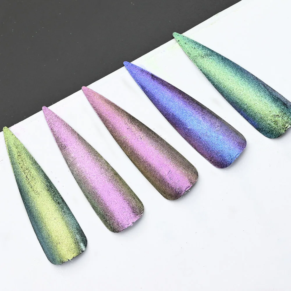 1Pc Ultra Fine Chameleon Chrome Powder Series Shift Mica Metallic Dust Nail Art Glitters Powder Effect 5Colors Pearl Pigment#F3