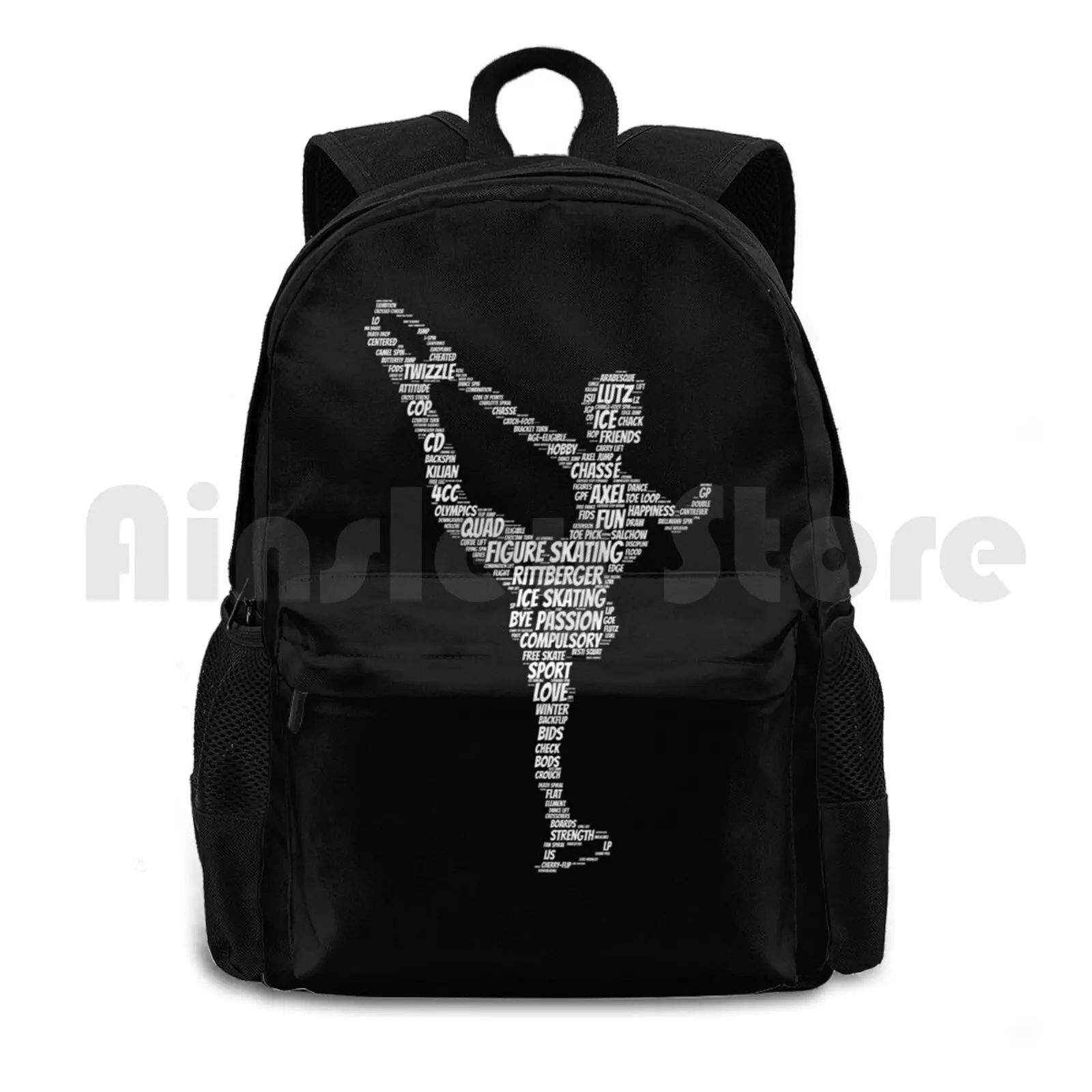 Figure Skating Words Outdoor Hiking Backpack Riding Climbing Sports Bag Figure Skating Skate Ice Words Love Sports Dance