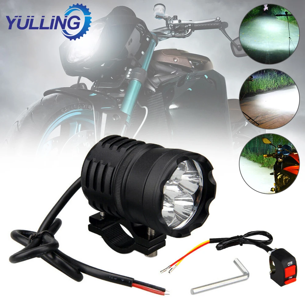 

YULLING 1 Set LED 60W 6000LM 6500k 12V-80V 3-Modes Motorcycle Waterproof Headlight Fog Spot Light Auxiliary lamps & Switch