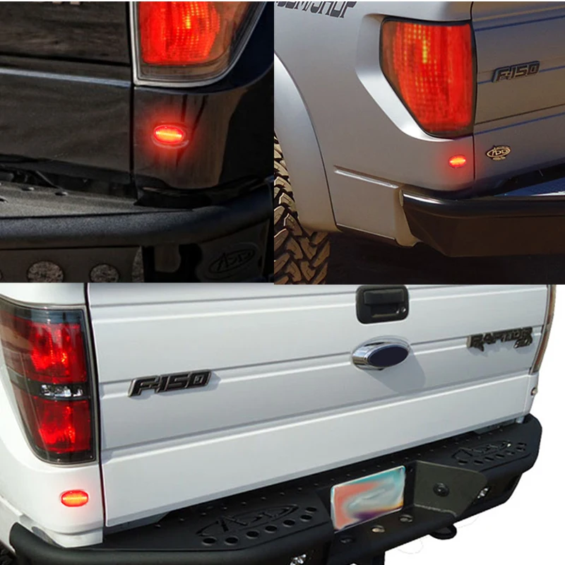 4PCS Smoked Lens Front Amber & Rear Red Full LED Car Bumper Fender Side Marker Lights Kit For 2010-2014 Ford F-150 Raptor 12V