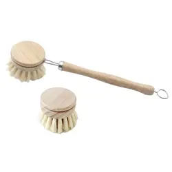 Bamboo Dish Brush With Wooden Handle Kitchen Natural Sisal Bristles Cleaning Scrubbers For Washing Dishes Pot Pans Kitchen Tools