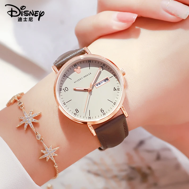 Gaun Band mewah Disney untuk wanita 2023 jam tangan kuarsa jam tangan wanita kedap air