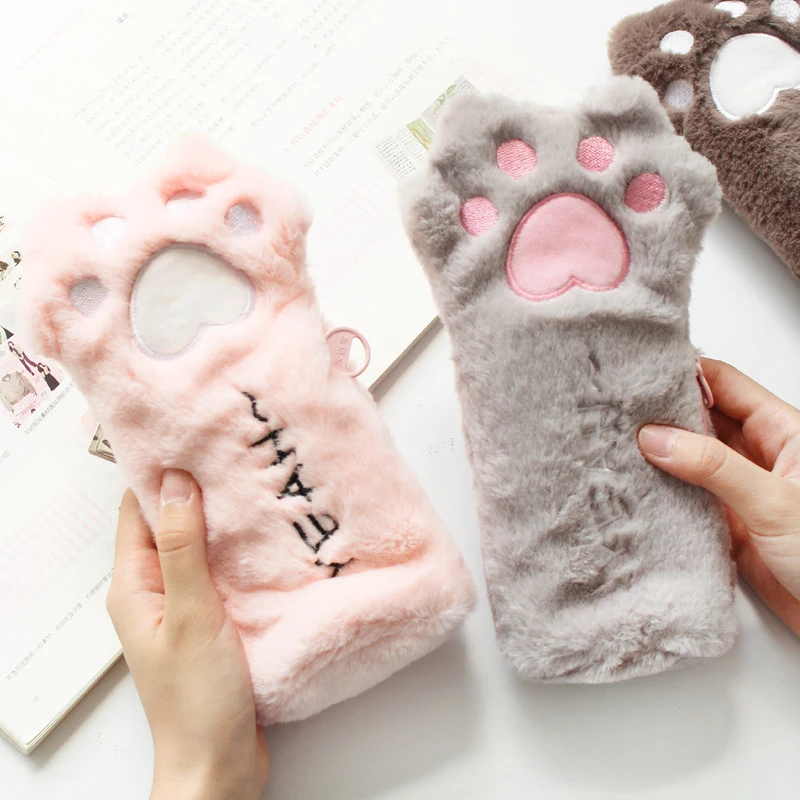 Cat Claw Pencil Case Cute Plush Trousse Scolaire Creativity Pencilcase Kawaii Estuche Lapices Paw Pencil Case School For Girl