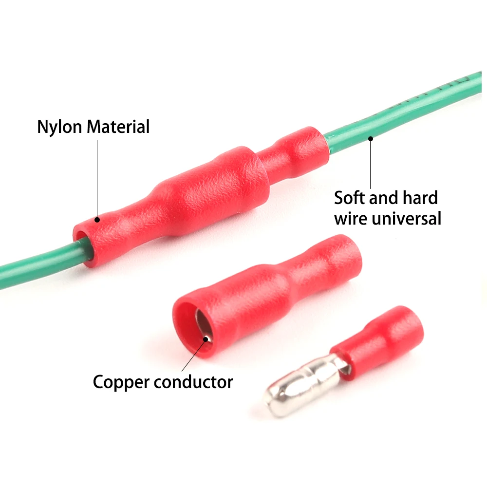 MPD+FRD PVC Bullet Shaped Female Male Insulating Joint Wire Connector Bullet Audio Wiring Insulated Electrical Crimp Terminal