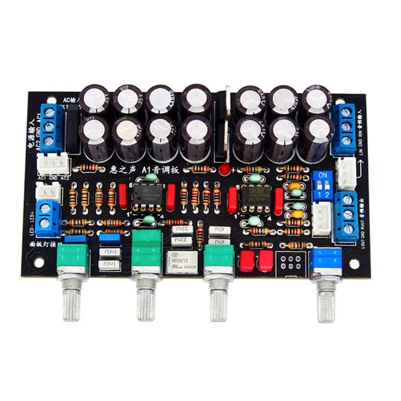 TZT A1S HiFi Preamp Màu Ban Tông Ban Kiểm Soát 4 Núm Đầu Phiên Bản Dòng Trong OPA2134 + OPA2604