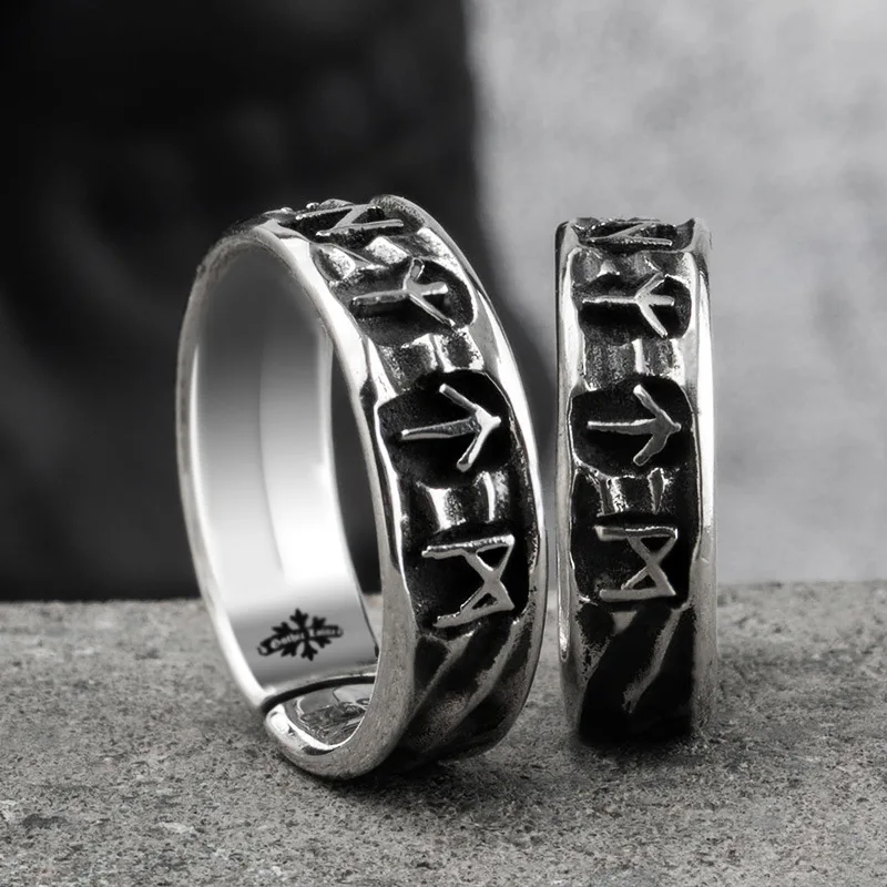 Vintage Viking Ring Ethnic Totem Rune Ring Men Geometric Shaped Titanium Steel Ring Fashion Locomotive Ring Jewelry Gifts