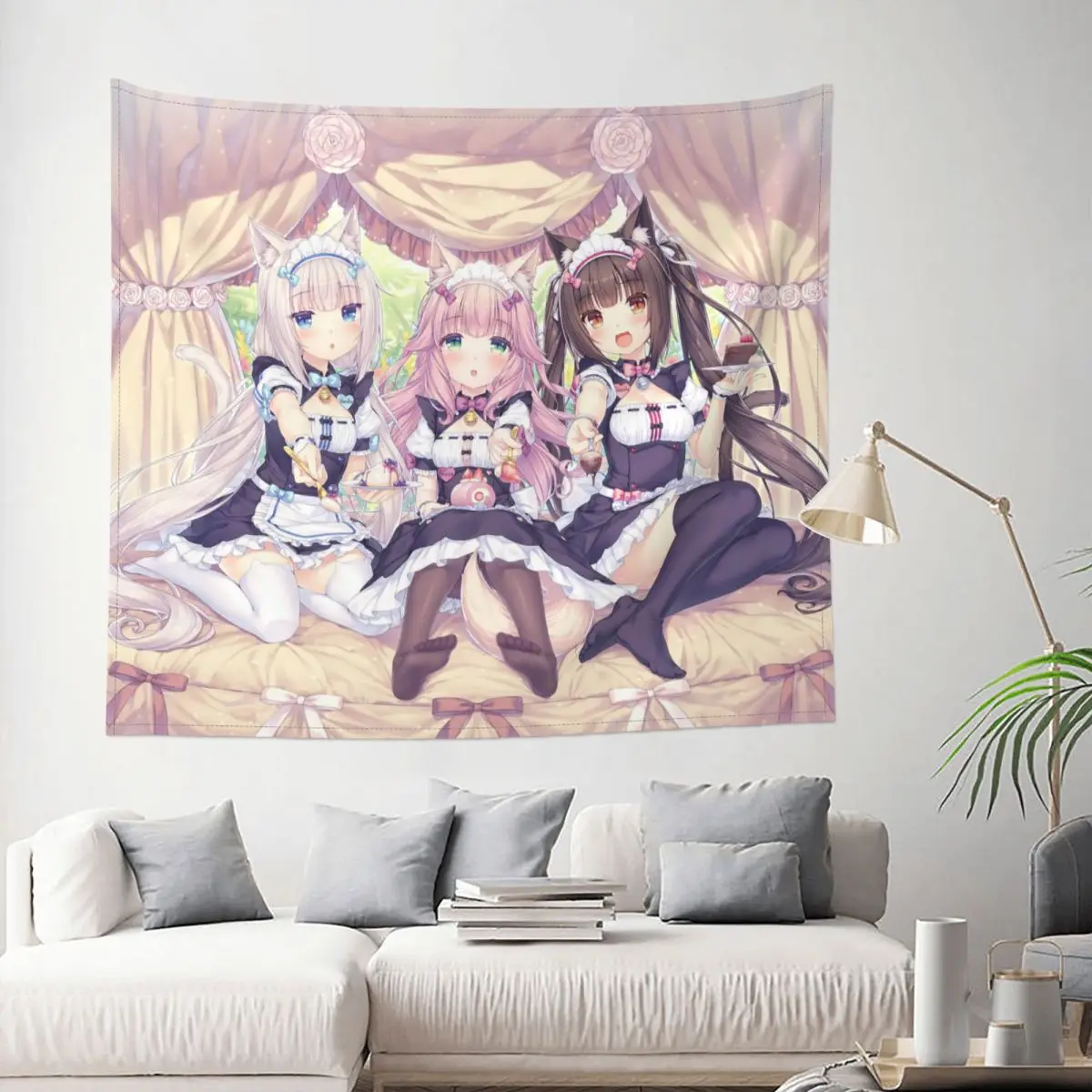 

NEKOPARA Anime Game Kawaii Tapestry Wall Hanging Hippie Tapestries Cute Girls Art Throw Rug Blanket Room Home Decor Wall Cloth