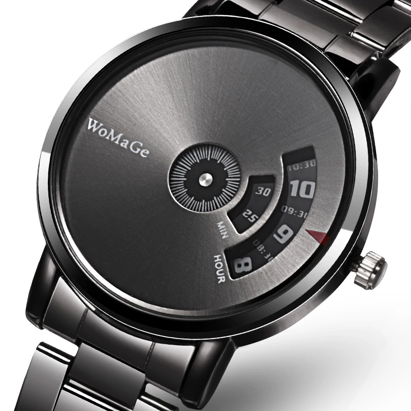 Turntable Fashion Men's Watch Men Watch Luxury Stainless Steel Creative Men's Watches Clock relogio masculino erkek kol saati